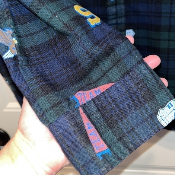 Preppy collegiate varsity game day long sleeve plaid button down shirt unisex XL - Picture 7 of 13